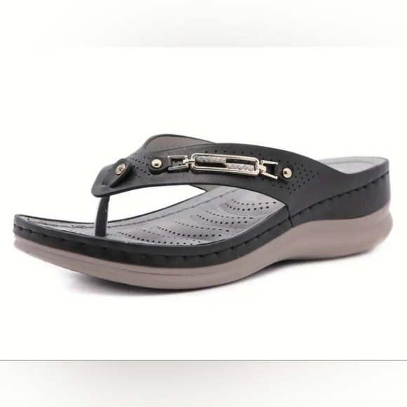 Women Wedges Slip On Flip Flops Shoes - Picture 3 of 12